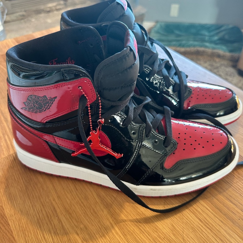 Nike Air Jordan 1 Retro High OG Patent Leather High-Top Sneakers - Black and Red